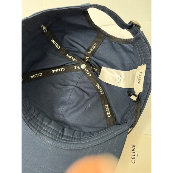 NWT Celine Baseball Cap in Cotton Marine Blue Logo-Embroidered Size Small - Picture 9 of 15